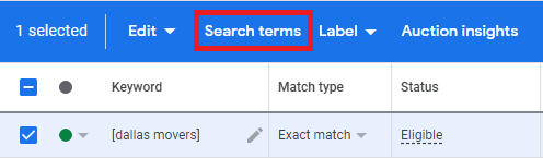 search terms report