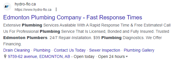 an ad for an edmonton plumber