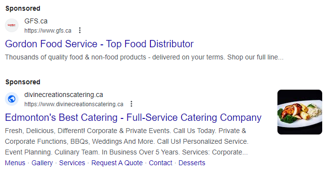 two catering ads