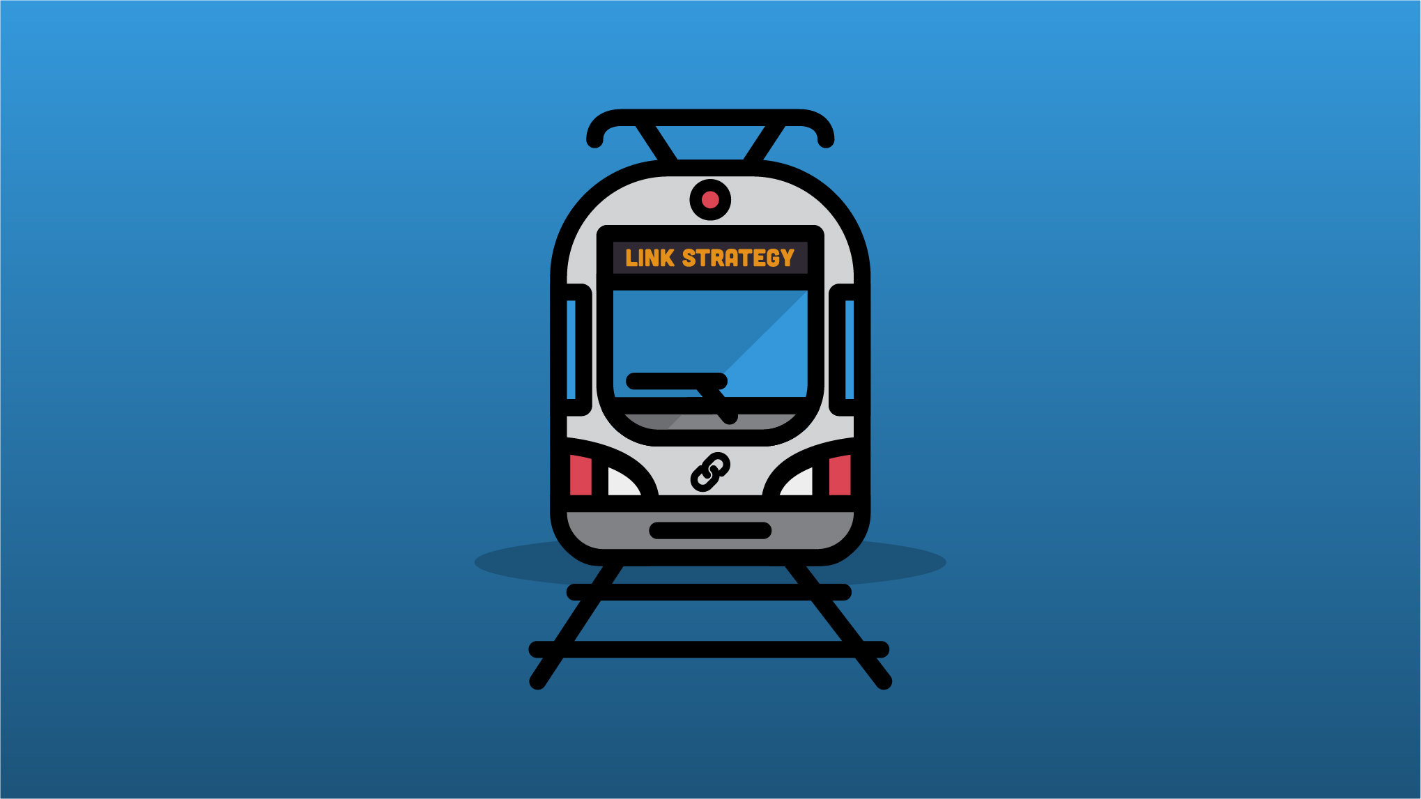 Illustration of a train that says Link Strategy