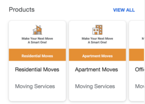 An example of GMB product posts for Einstein moving company's Residential and Apartment moves