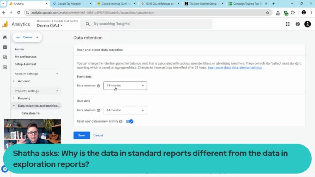 Changing data retention default in GA4.