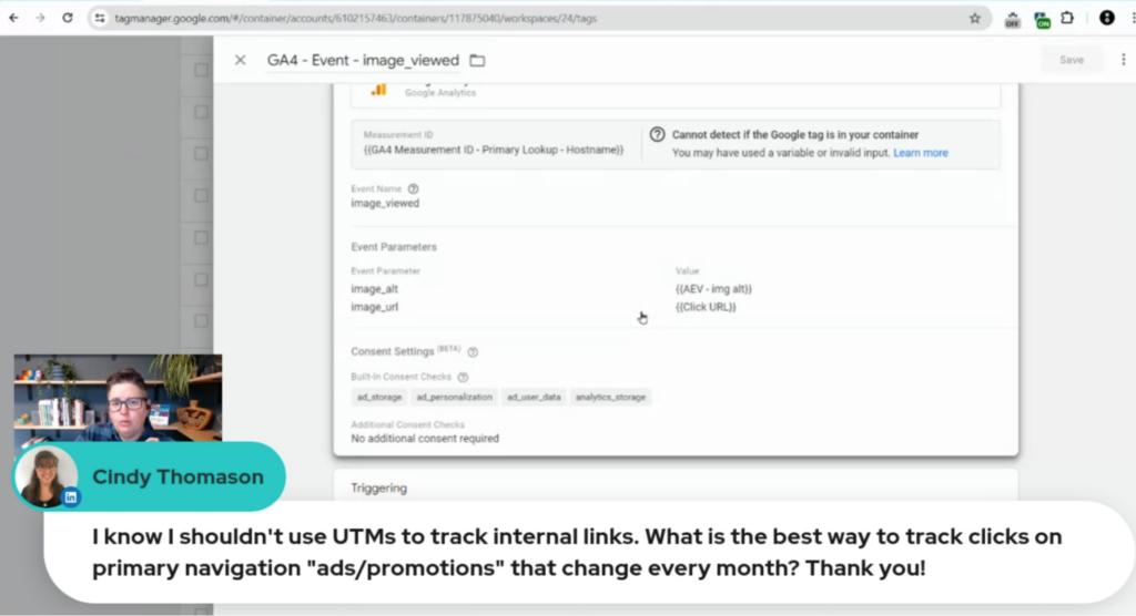 Setting up events for promotional images in Google Tag Manager.