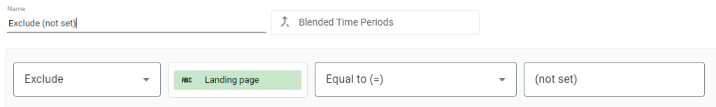 Filter to exclude landing pages with not set data in Looker Studio table