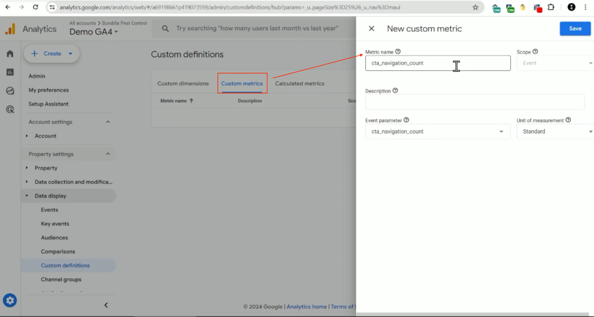 Creating a custom metric in GA4