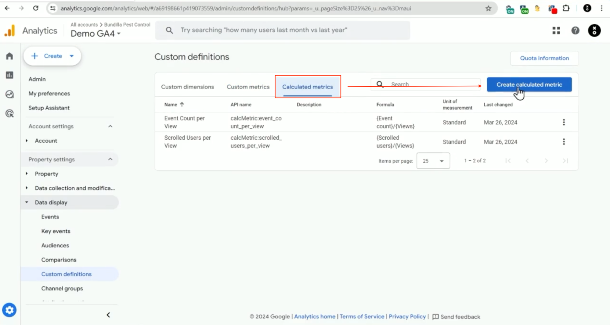 Creating a calculated metric in GA4 - step 1