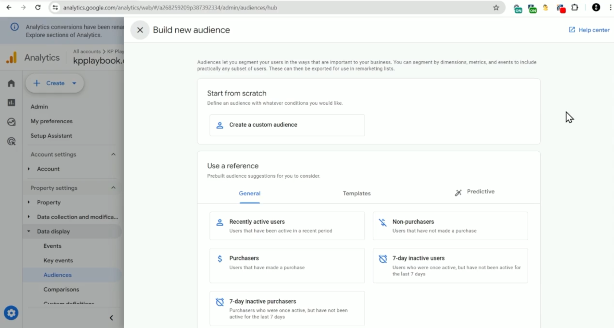 Build a new audience view in GA4