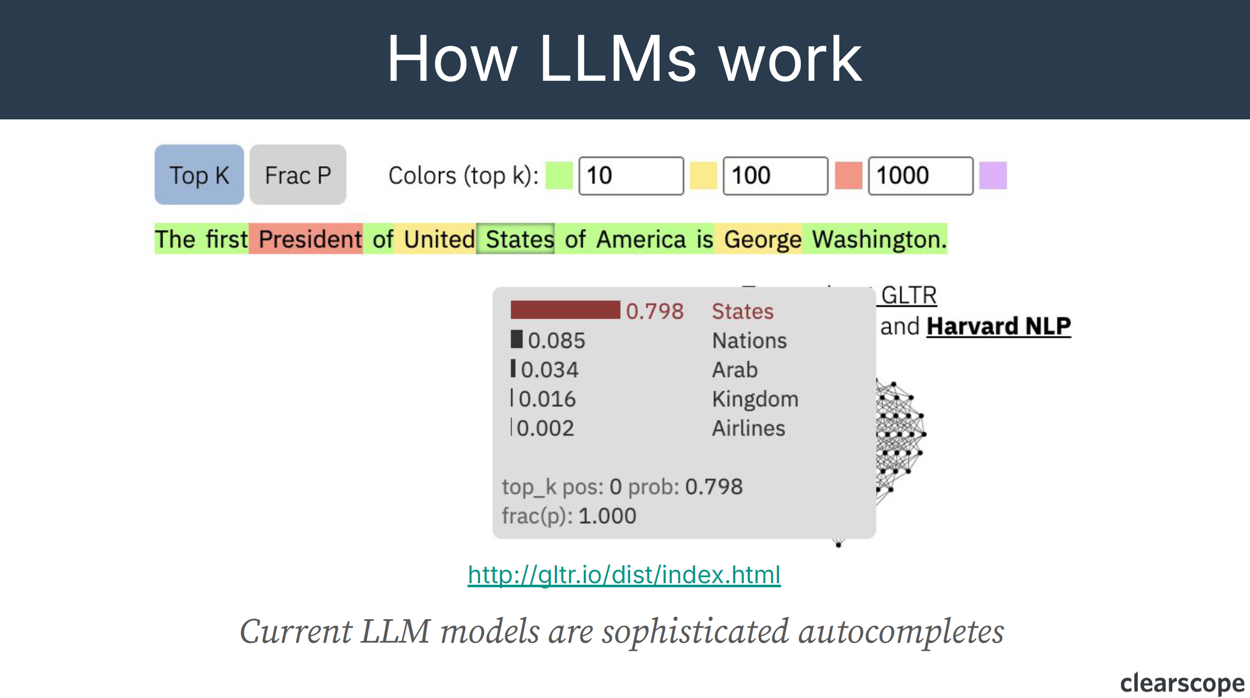 Explanation of how LLMs are sophisticated autocomplets