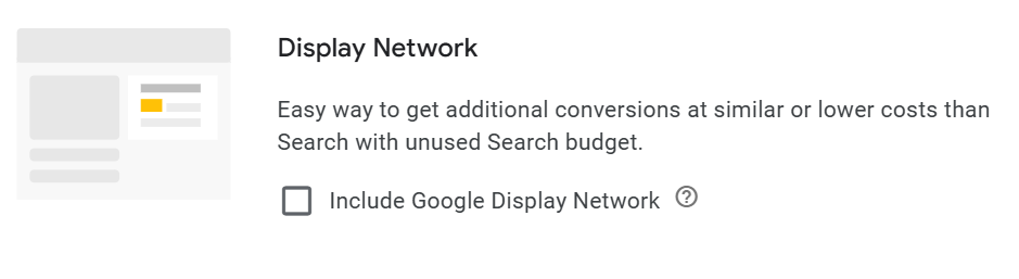 Turn-on option for the Display Network in Google Ads