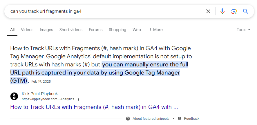Example of a Featured Snippet in a Google SERP