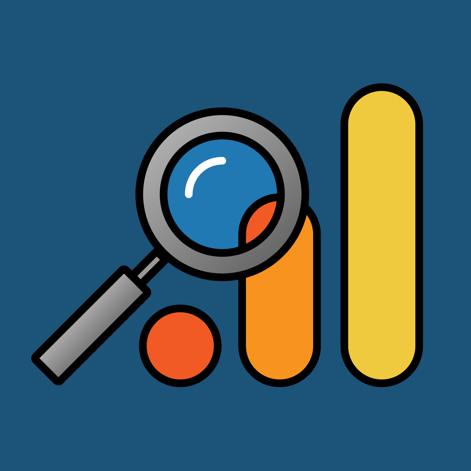 Magnifying glass with Google Analytics logo