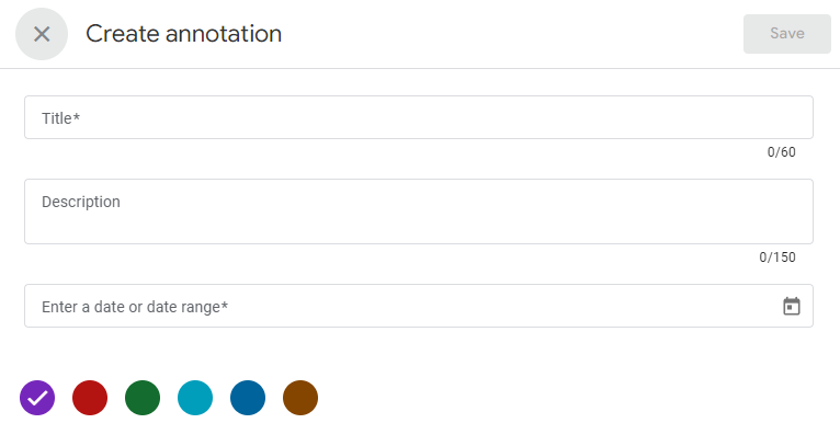 GA4 annotations colour options