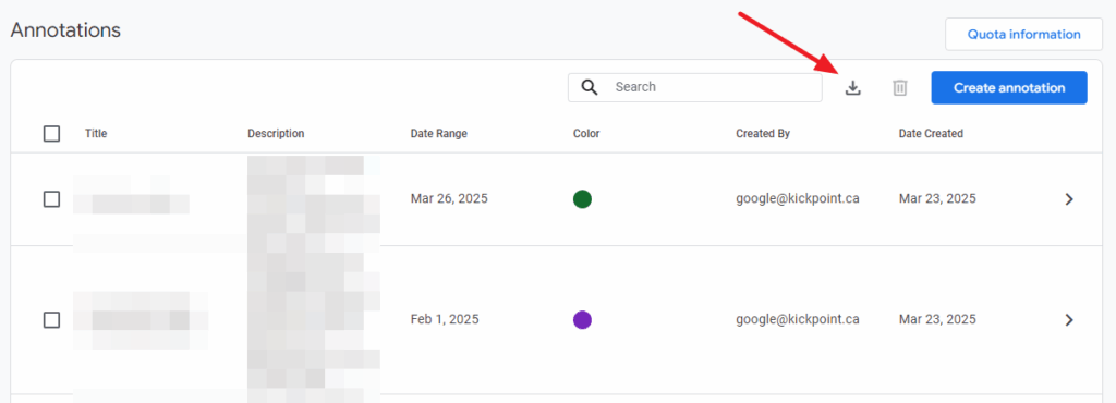 How to export annotations from GA4. 