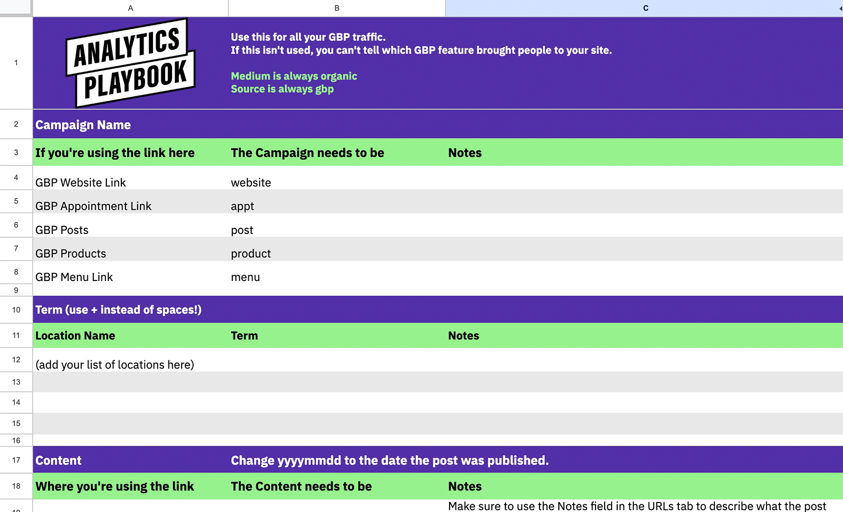 Screenshot Analytics Playbook’s UTM Tagging Tool