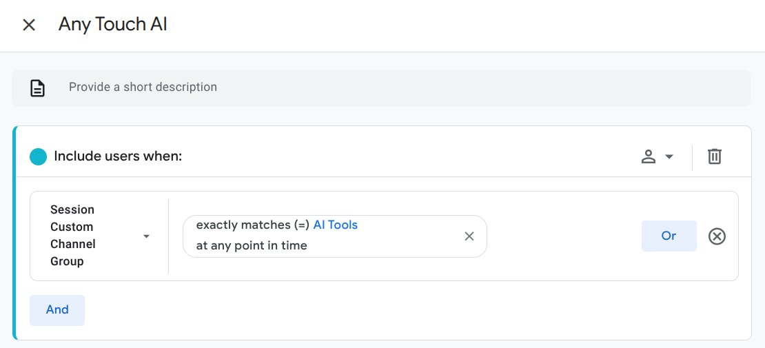Any touch AI audience screenshot