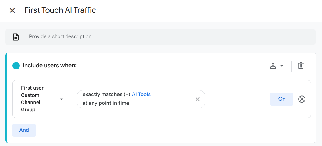 First touch AI audience screenshot